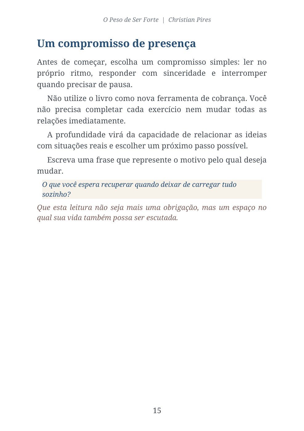 Página real com reflexão guiada
